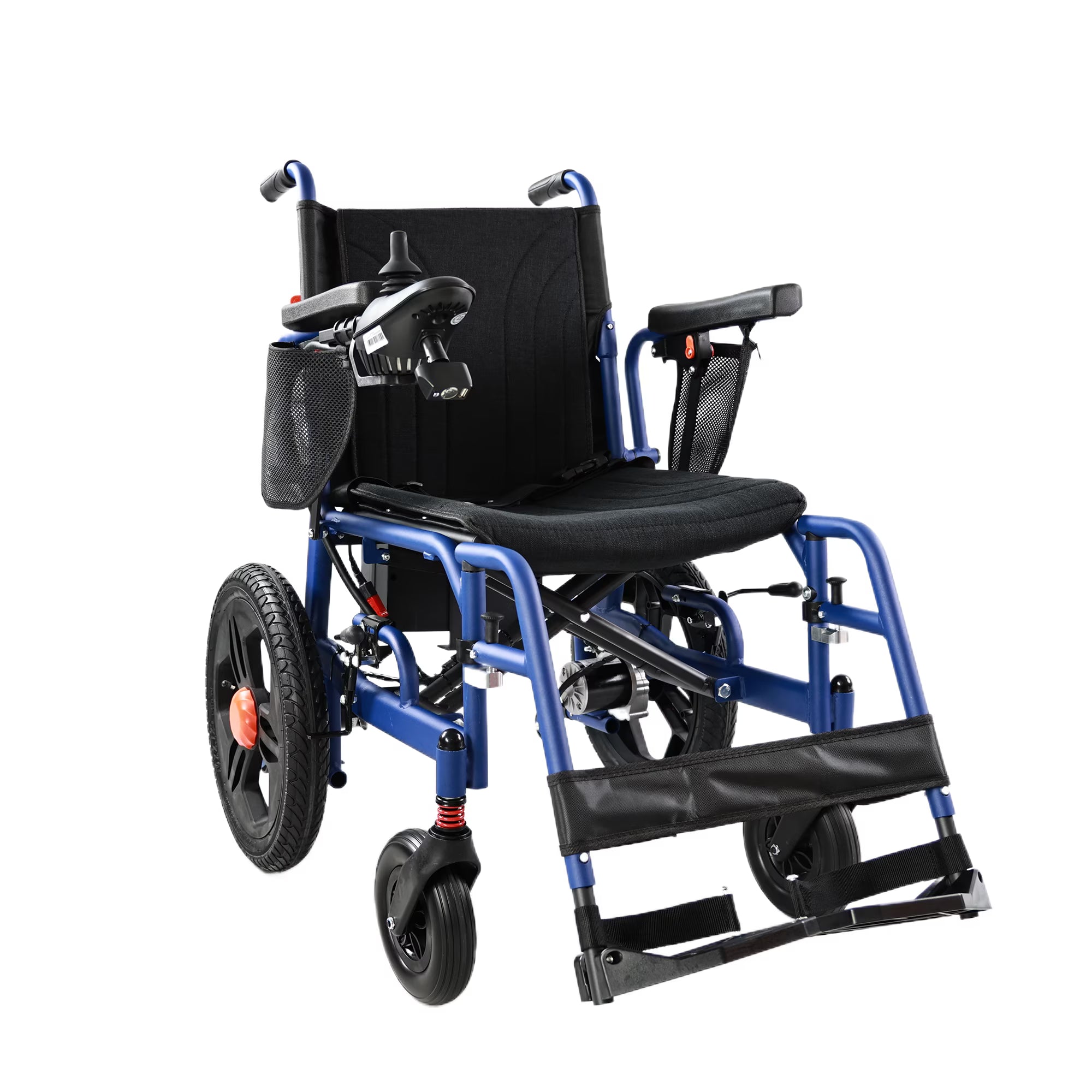 MediNex Foldable Electric Wheelchair for Adults, Lightweight Aluminum Power Chair, 16" Rear Wheels, Lithium Battery, 20-Mile Range, All Terrain,Blue