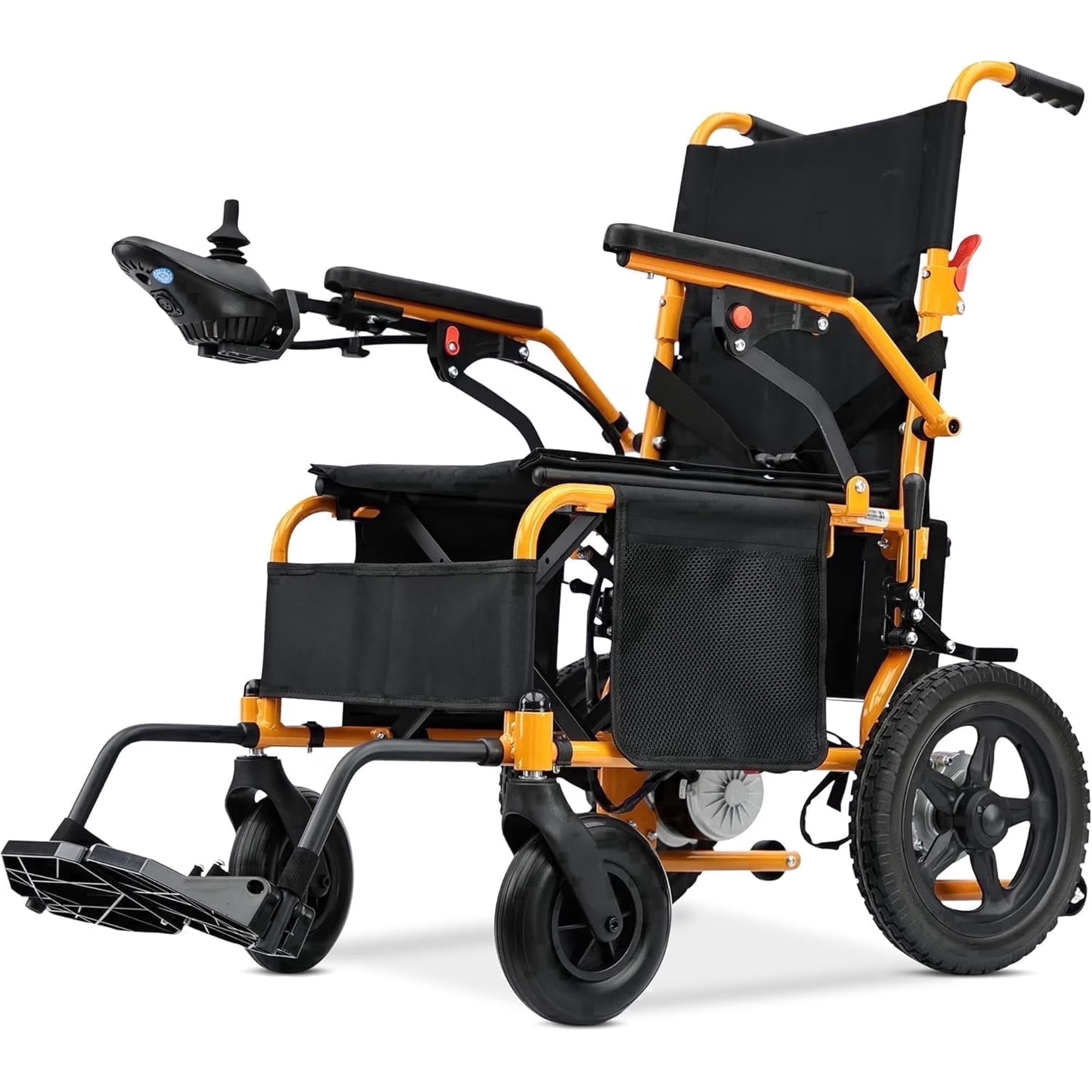 MediNex Lightweight Portable Electric Wheelchair,15+ Miles Range,All Terrain Motorized Wheelchair for Seniors,330lbs,500W Motors, Orange,Compact