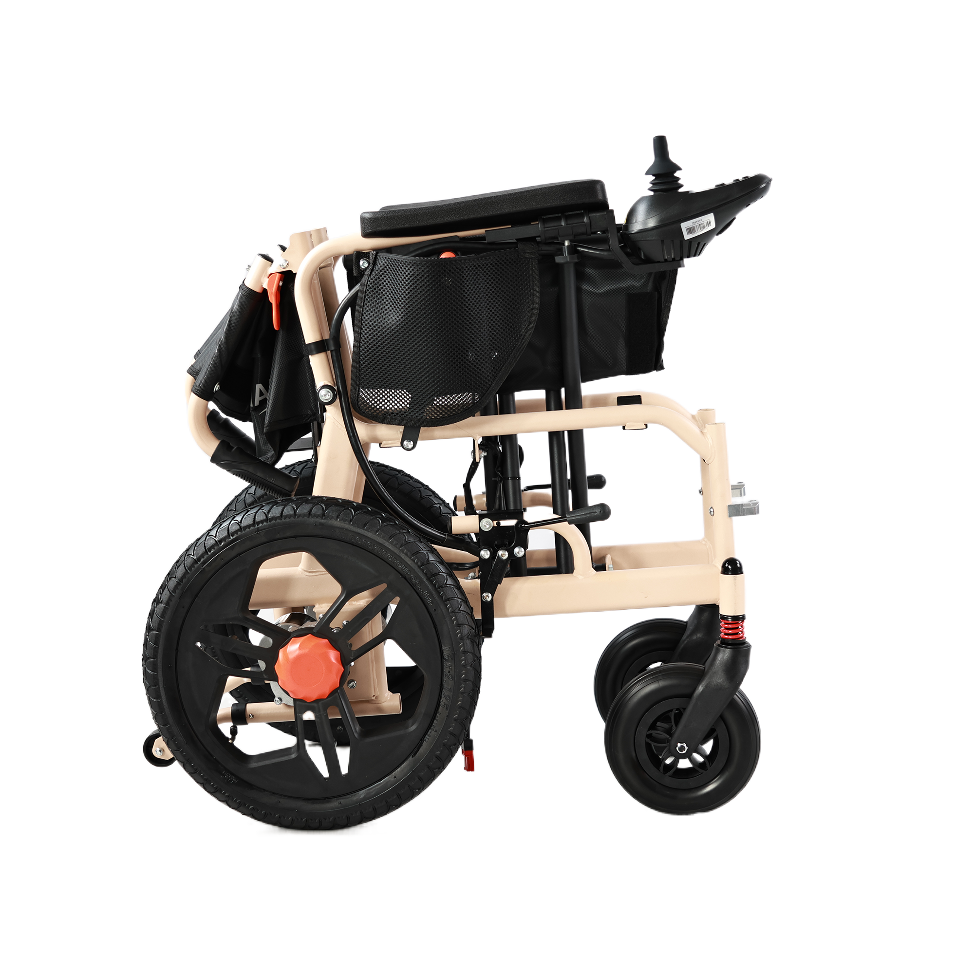 MediNex Foldable Electric Wheelchair for Adults, Lightweight Aluminum Power Chair, 16" Rear Wheels, Lithium Battery, 20-Mile Range, All Terrain,Beige