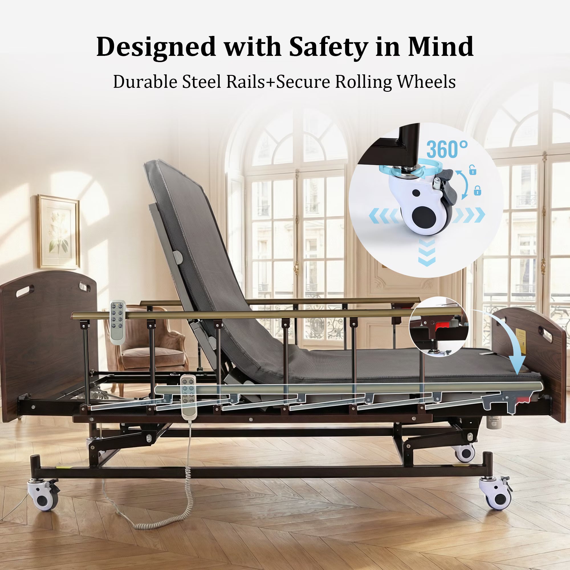 MediNex Electric Adjustable Medical Bed with Ergonomic Design, Quiet Motor, and Strong Weight Support – Perfect for Home and Healthcare Use