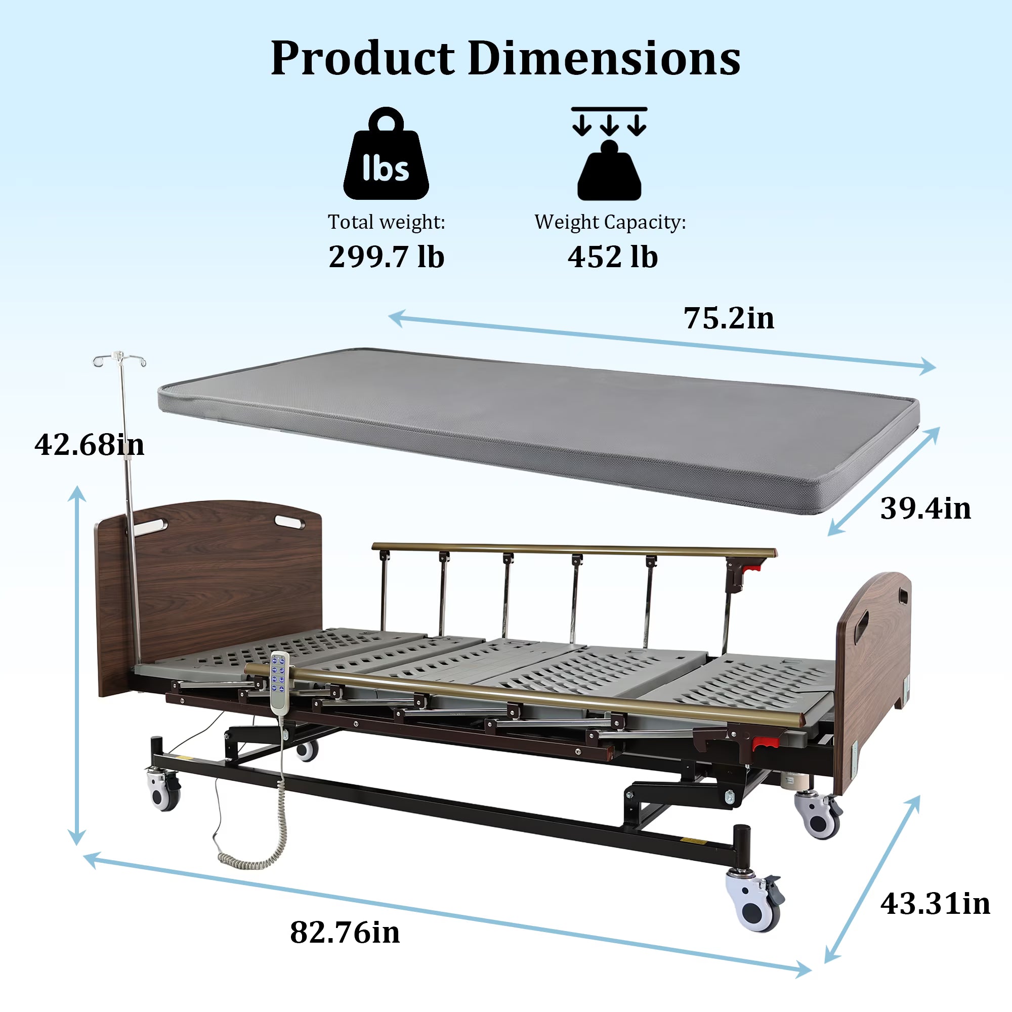 MediNex Electric Adjustable Medical Bed with Ergonomic Design, Quiet Motor, and Strong Weight Support – Perfect for Home and Healthcare Use