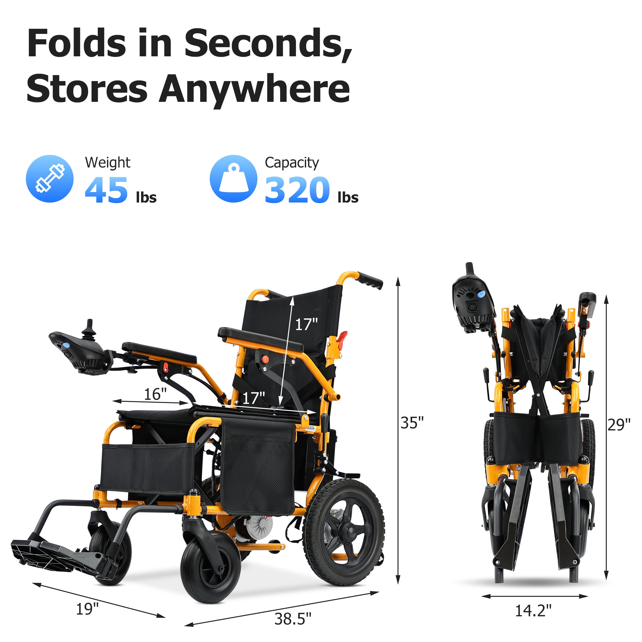 Zygenair Electric Wheelchair Lightweight Foldable YF001Y