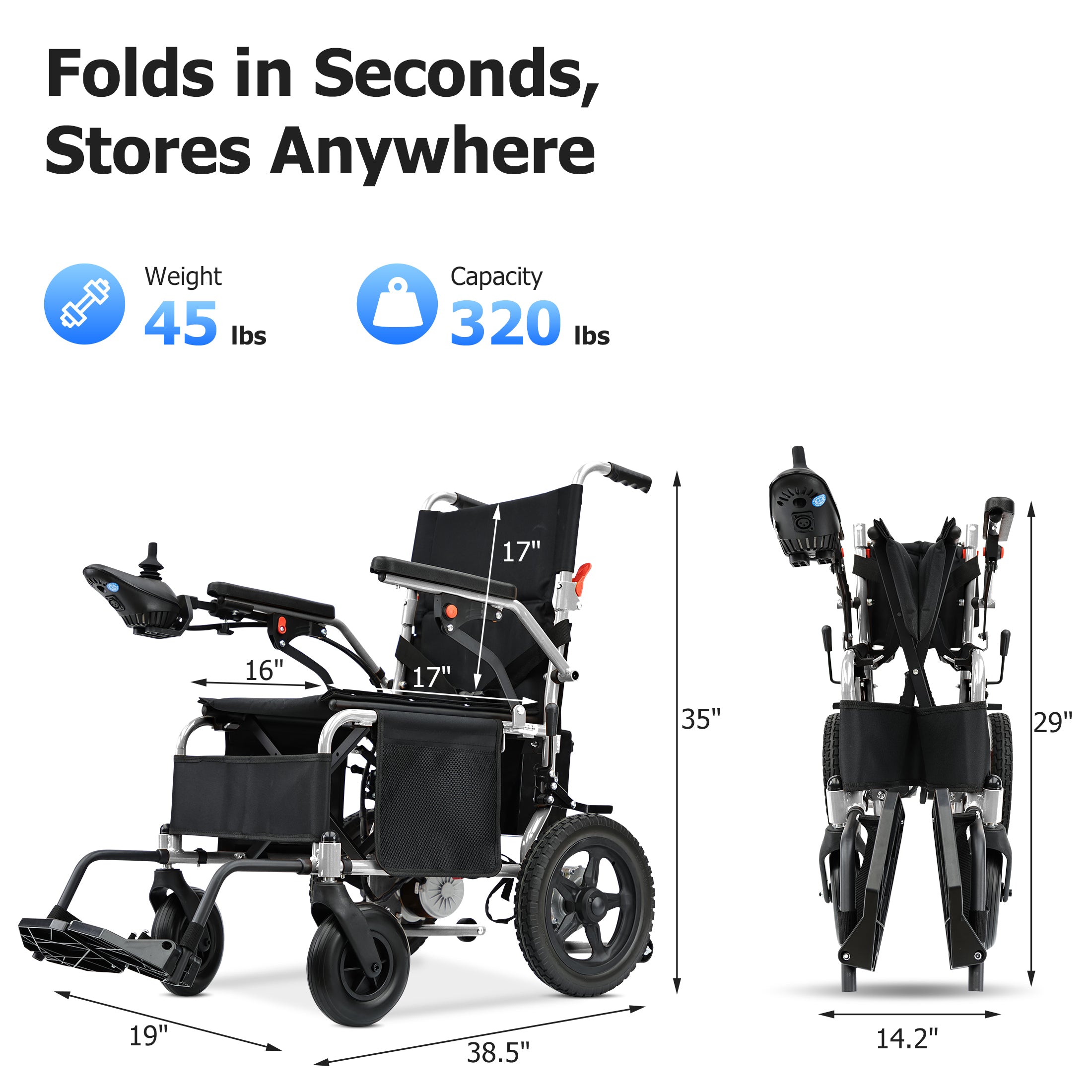 Zygenair Electric Wheelchair Lightweight Foldable YF001S