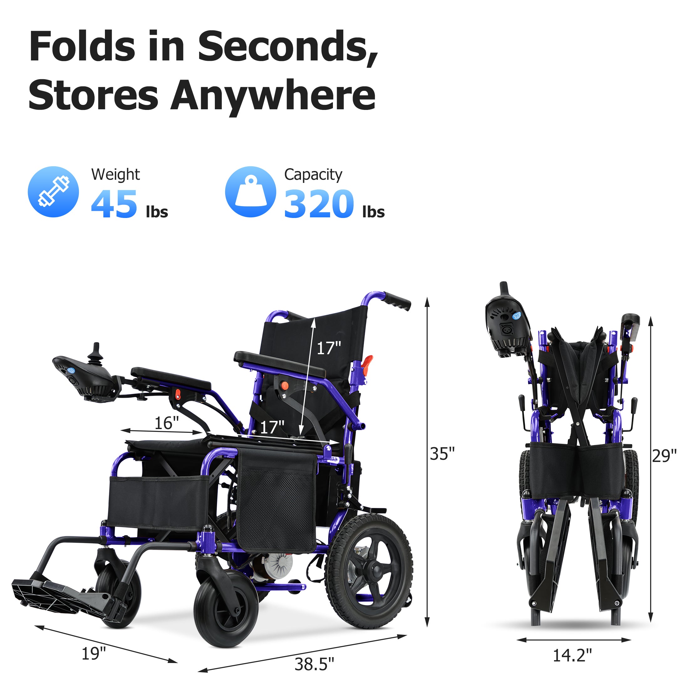 Zygenair Electric Wheelchair Lightweight Foldable YF001B