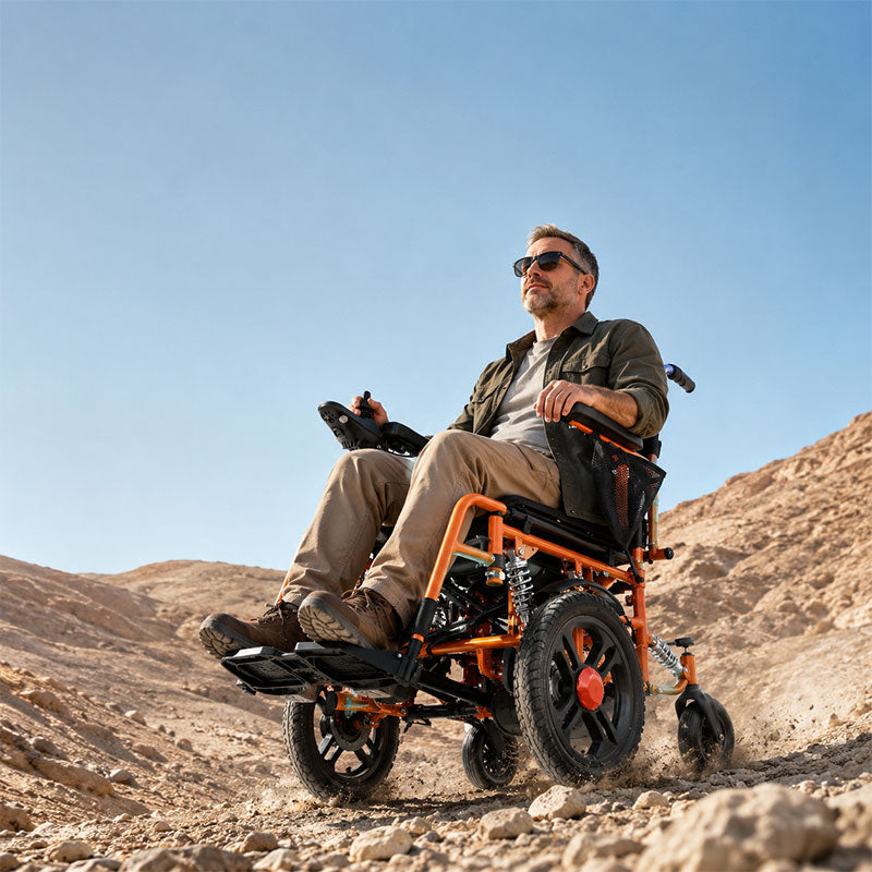 Zygenair C01 foldable electric wheelchair with adjustable shock absorption