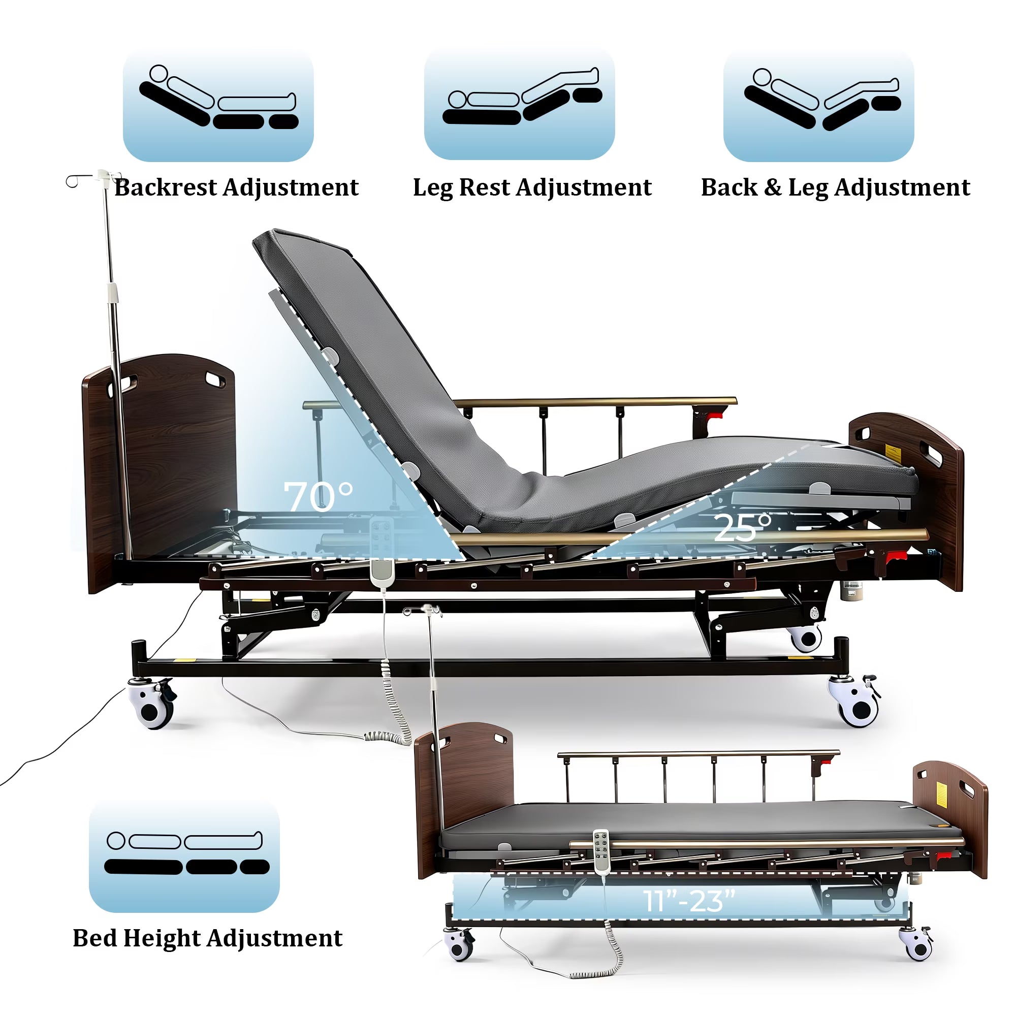 MediNex Electric Adjustable Medical Bed with Ergonomic Design, Quiet Motor, and Strong Weight Support – Perfect for Home and Healthcare Use